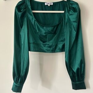 Femme Luxe Emerald Satin Blouse